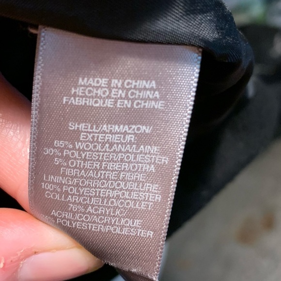 Liz Claiborne Black Faux Fur Collar Long Pea Coat. Size Large. - Picture 8 of 13